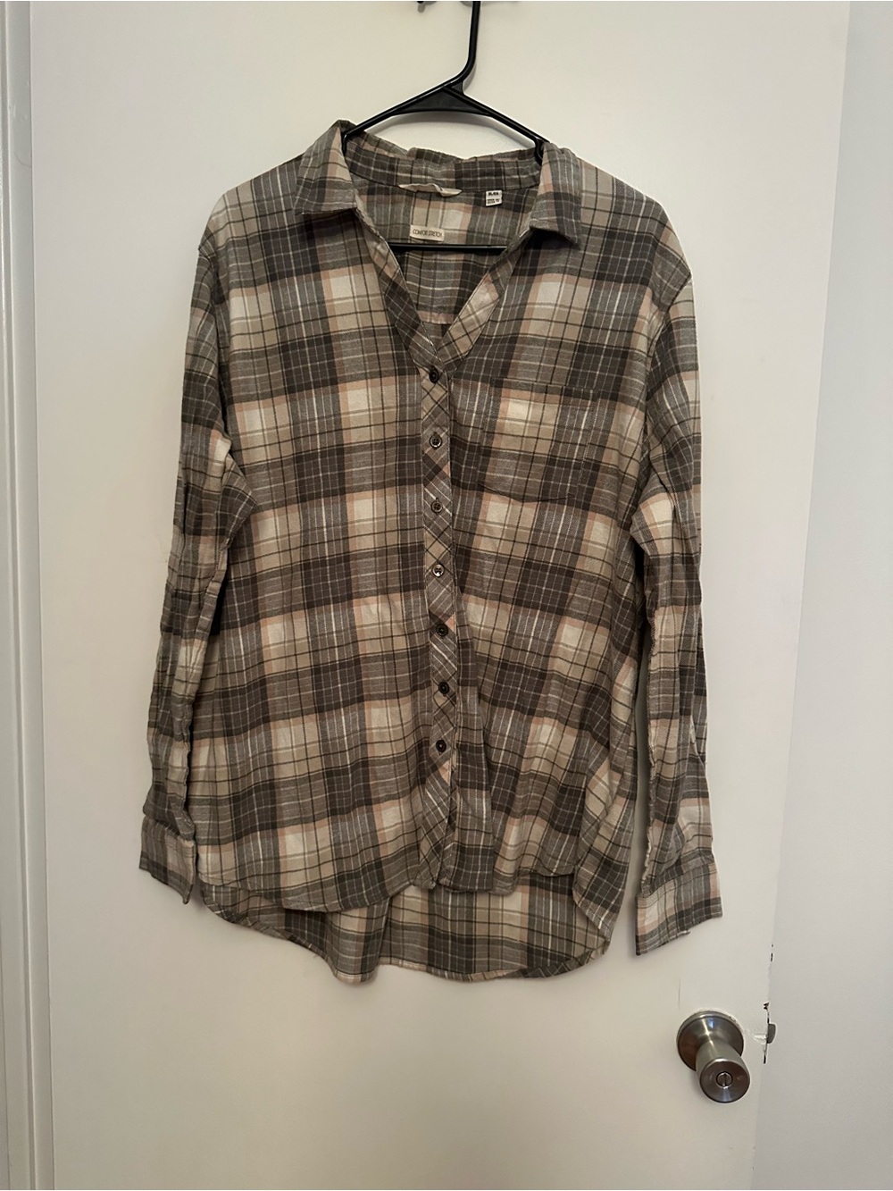 Women's Brown Plaid Button-Down Shirt